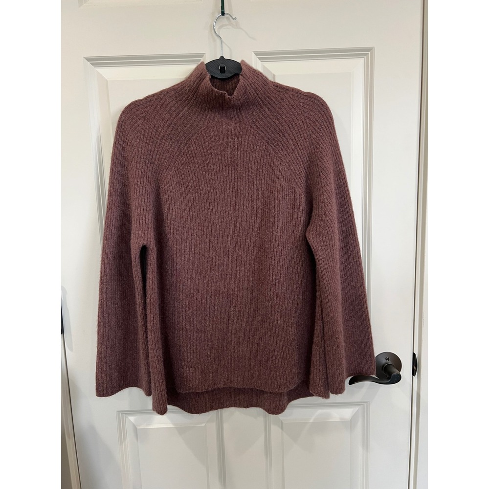 Naked Cashmere Kora Ribbed Ultra Soft Cashmere Bell Sleeve Turtleneck Sweater M